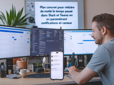 Plan concret pour réduire de moitié le temps passé dans slack et teams en paramétrant notifications et canaux
